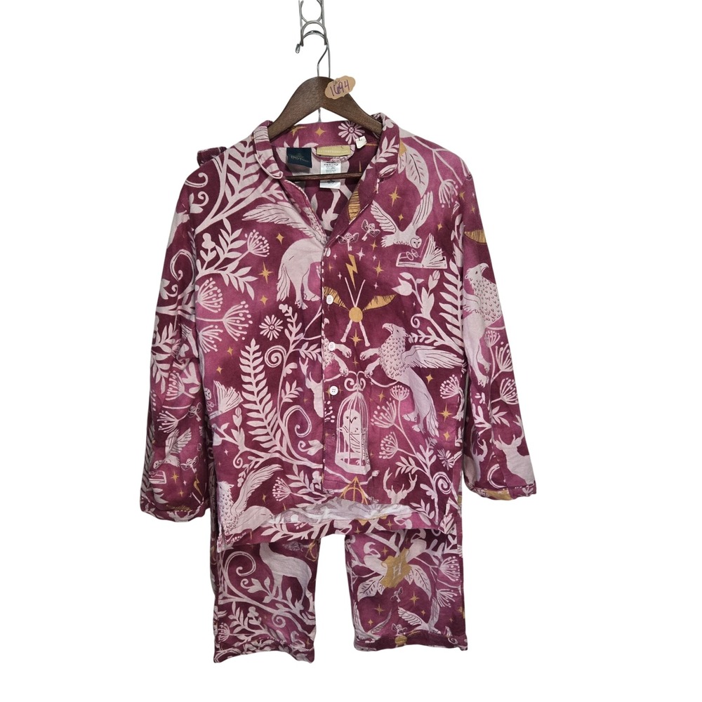 Pottery Barn Teen Harry Potter Flannel Pajama Set Burgundy Kids Size M 10-12